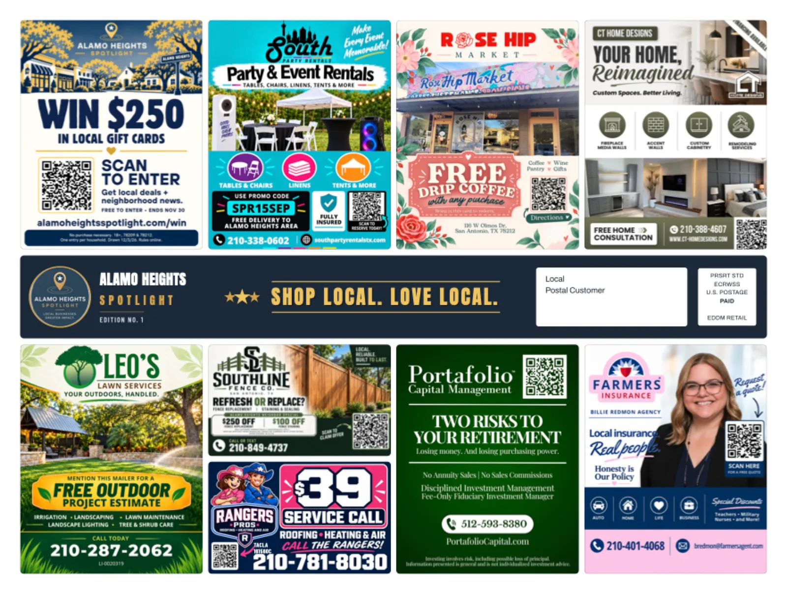 Front of sample Alamo Heights artwork — preview for Hollywood Park & Hill Country Village Spotlight
